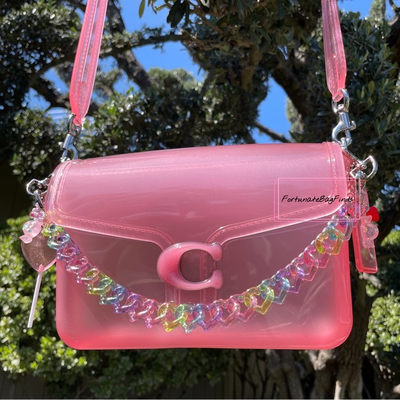 TRIPLE HEARTS Pastel Rainbow Jelly Resin Bag Strap Novelty Bag Strap Kawaii Y2K - Picture 7 of 14